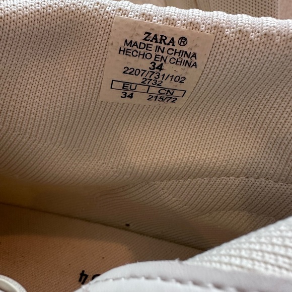 ZARA Girls White Knit Sock High Top Chunky Trainer/Sneaker (Size 34/ US 3.5) Sho - Picture 10 of 14